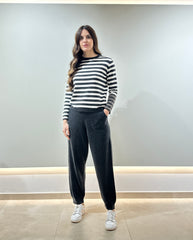 Pantalone con polso in fondo in maglia in Cachemire