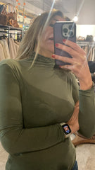 T-shirt Donna Collo Alto in Misto Cachemire