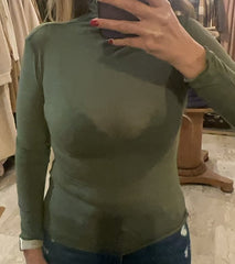 T-shirt Donna Collo Alto in Misto Cachemire
