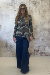 T-shirt Donna a Fantasia in Misto Cachemire