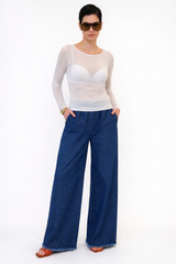 T-shirt Donna leggera Scollo a Barca in Misto Cachemire