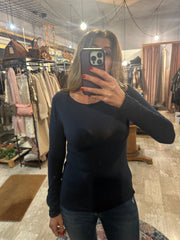 T-shirt Donna Scollo a Barca in Misto Cachemire