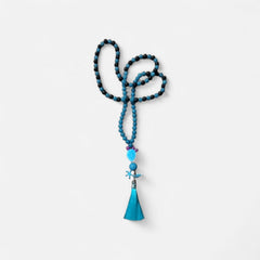 Mala 108 grani Azzurrite e pietra lavica